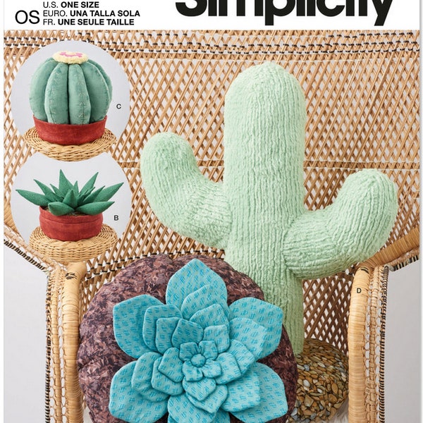 Simplicity S9772 Sewing Pattern for Decorative Succulent and Cactus Plush Pillows by Carla Reiss Design Uncut