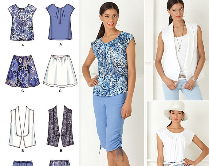 Simplicity 2188 Sewing Pattern Misses Easy to Sew Top Vest Skirt and