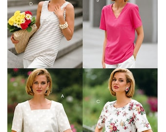 McCalls 6373 Sewing Pattern Woman's Day Collection Misses Set of Pullover Tops with Neckline Variations sz 10-14 Uncut
