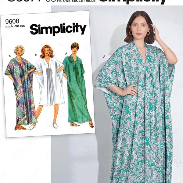 Simplicity S8877 Sewing Pattern Misses Caftan in Two Lengths One Size Uncut