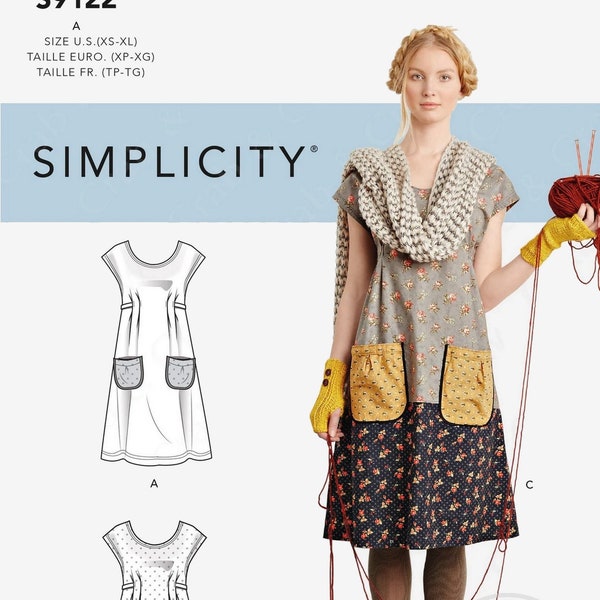Simplicity S9122 Sewing Pattern for Misses Boho Chic Dress or Tunic Top Dottie Angel sz XS-XL Uncut