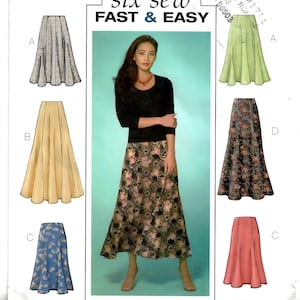 Butterick B4136 Sewing Pattern Misses Very Easy Six Gore Skirts sz 8-12 Uncut