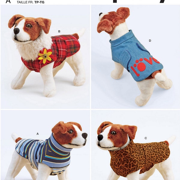 Simplicity S9520 Sewing Pattern for Easy Lined Dog Coats XS-XL Uncut