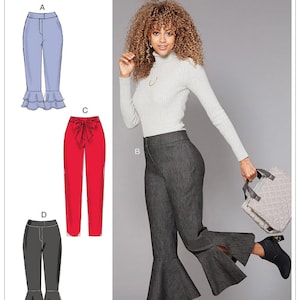 McCalls M7690 Sewing Pattern Misses Pants with Flounce Variations and Sash sz 6-14 or 14-22 Uncut