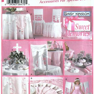 Simplicity 5604 Sewing Pattern Accessories for Special Events Chair Back Cover Seat Cushion Table Runner Wine Glass Markers and More Uncut