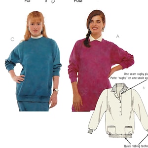 McCalls 4489 Sewing Pattern Misses Pullover Long Sleeve Knit Top Neckline and Hem Variations by Nanzy Zieman sz XL Uncut