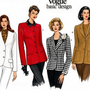 Vogue 1643 Sewing Pattern Misses Easy Semi Fitted Lined Jackets Basic Design sz 6-10 Uncut