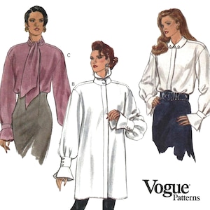 Vogue 8786 Sewing Pattern Misses Concealed Placket Blouses with Flounce Cuffs and Length Variations sz 18-22 Uncut
