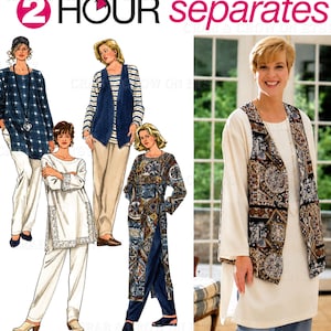 Simplicity 8783 Sewing Pattern Womans Plus Size Tunic in Three Lengths Pants and Lined Vest Two-Hour Separates sz 26W-32W Uncut
