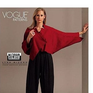 Vogue V1113 Sewing Pattern Misses Kimono Sleeve Jacket with Asymmetrical Hemline and Pants with Hem Interest by Mizono 8-14 or 16-24 Uncut