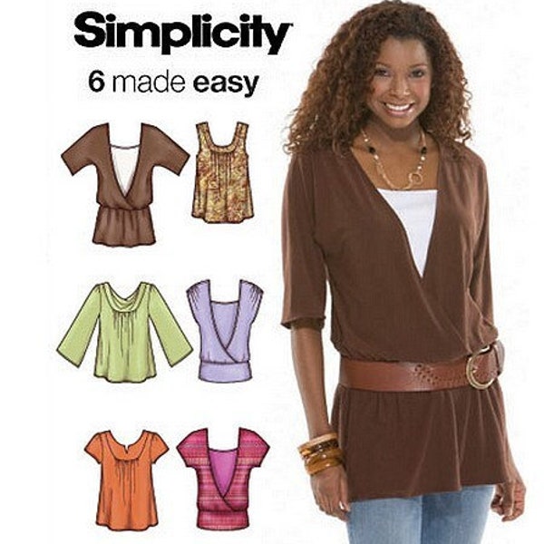 Simplicity 3790 Sewing Pattern Misses Set of Knit Tops Six Made Easy sz 6-14 Uncut