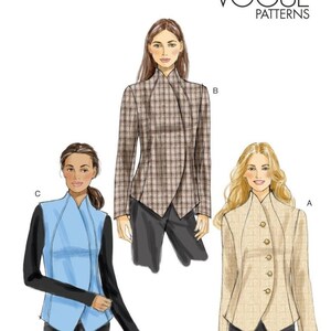 Vogue V8932 Sewing Pattern Misses Easy Raised Neckine Seam Detail Unlined Jacket and Vest sz 4-12 Uncut