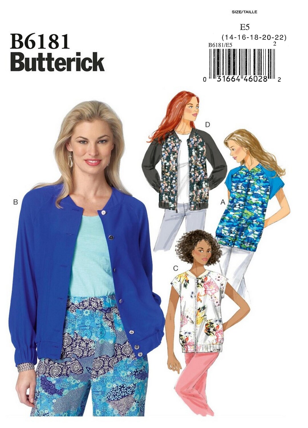 Butterick B6181 Sewing Pattern Misses Loose Fitting Unlined Raglan ...