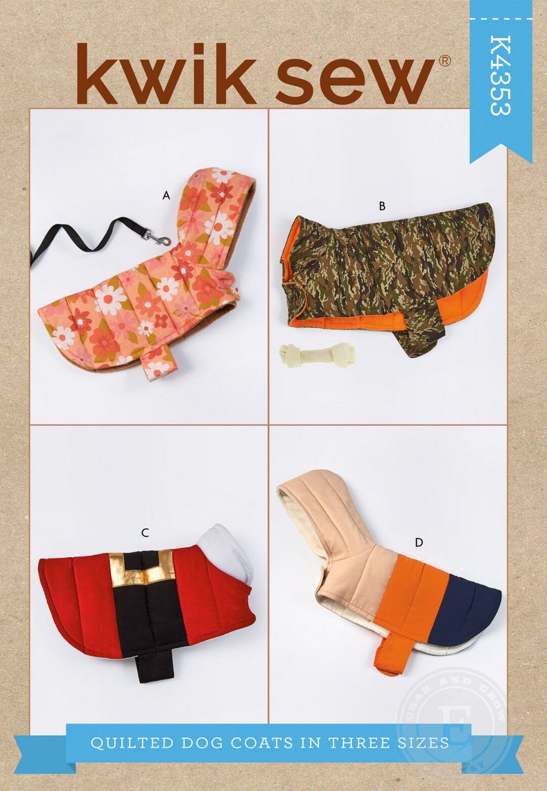 Kwik Sew K4353 Sewing Pattern for Quilted Dog Coats in Three Etsy