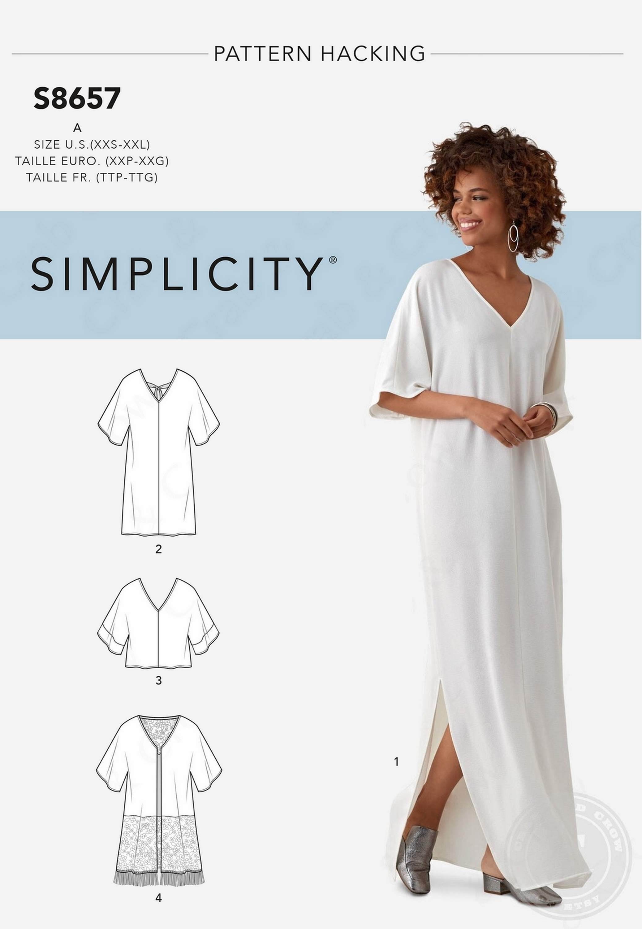 Simplicity S8657 Sewing Pattern Misses Caftan With Options