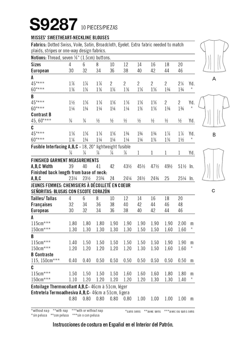Simplicity S9287 Sewing Pattern Misses Sweetheart Neckline - Etsy
