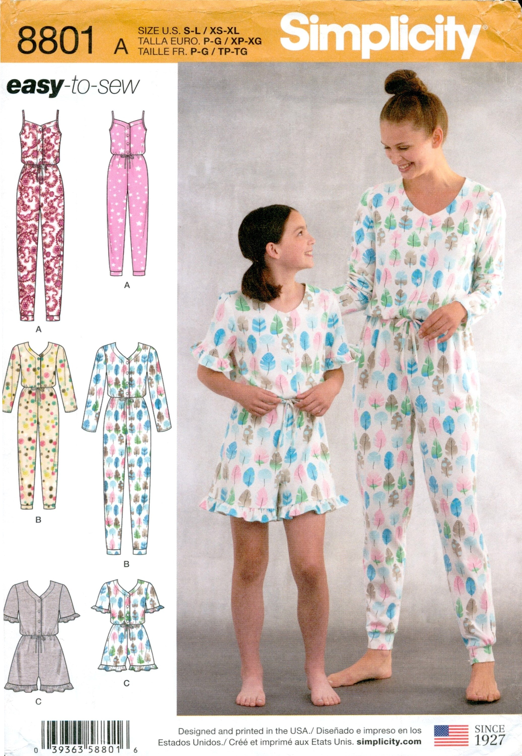 Simplicity 8801 Sewing Pattern Misses and Girls Easy to Sew