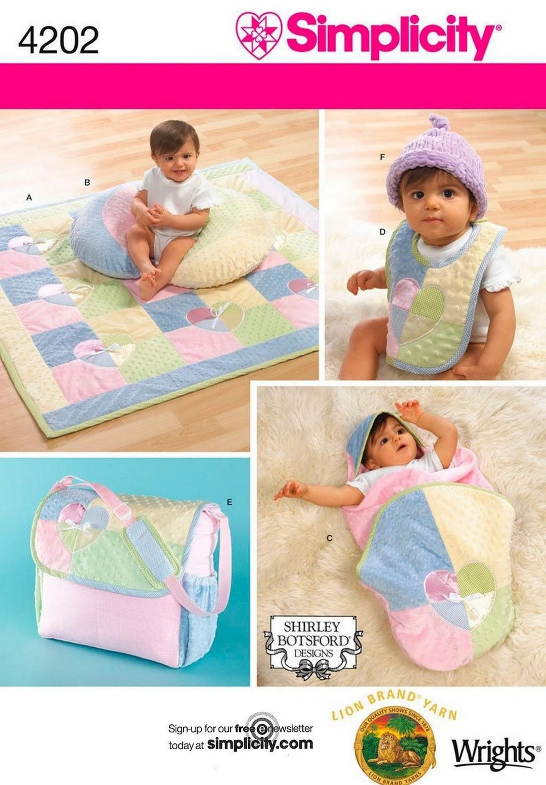 Simplicity 4202 Sewing Pattern Baby Accessories Quilt Diaper Bag Wrap Hat and Bib Uncut Etsy