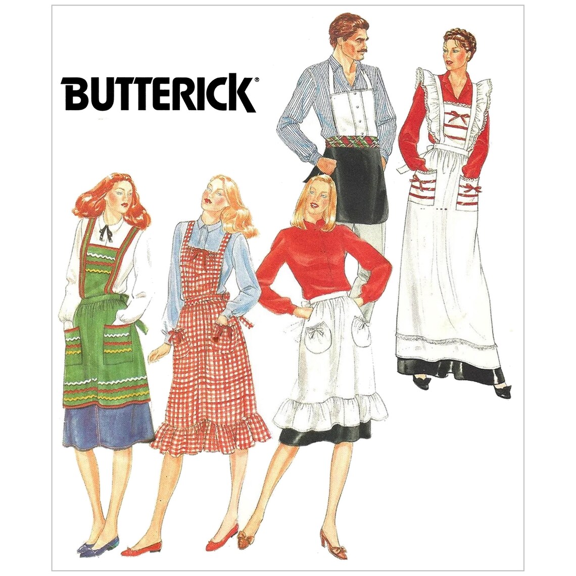 Style 4066 Pattern Butterick 4066 Sewing Pattern for Misses and Mens Aprons Various Styles ...