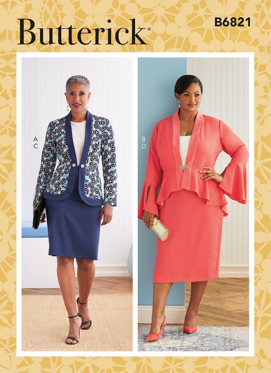 Butterick B6821 Sewing Pattern Womens Plus Size Jacket With Peplum and ...