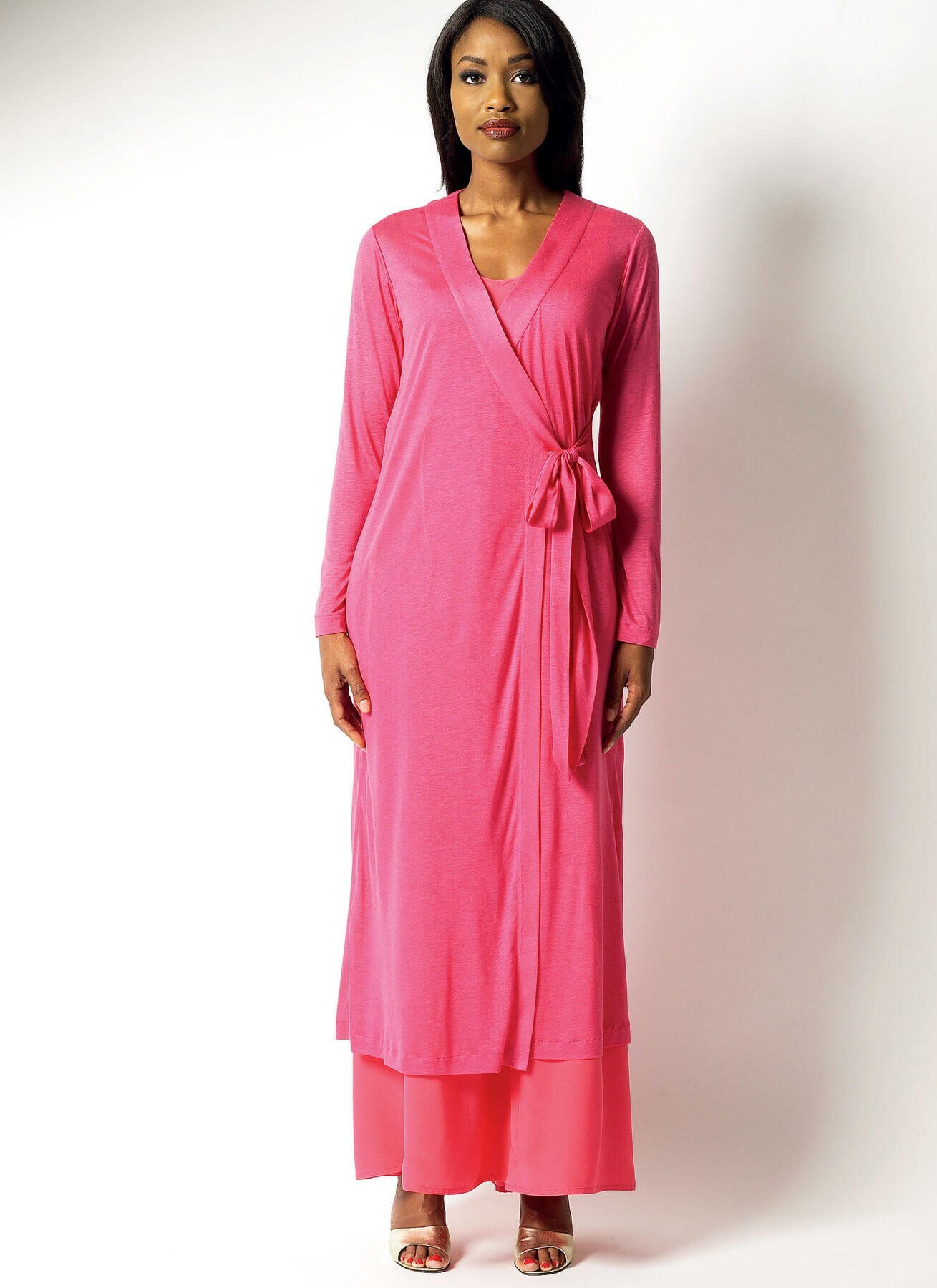 Butterick B5963 Sewing Pattern Misses Easy Side Tie Robe Top Gown Pants ...