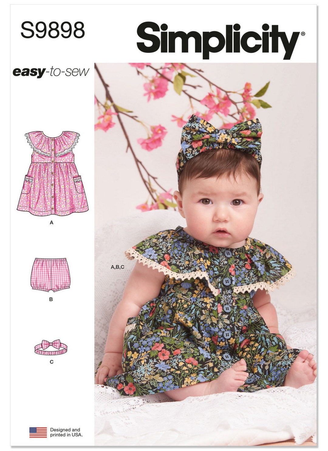 Simplicity S9898 Sewing Pattern for Babies Easy to Sew Ruffle Collar ...