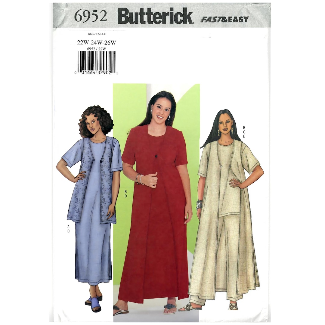 Butterick 6952 Sewing Pattern Womans Fast and Easy A-line Vest Close ...