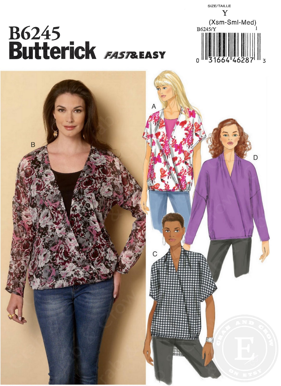 Butterick B6245 Sewing Pattern for Misses Very Easy Loose - Etsy