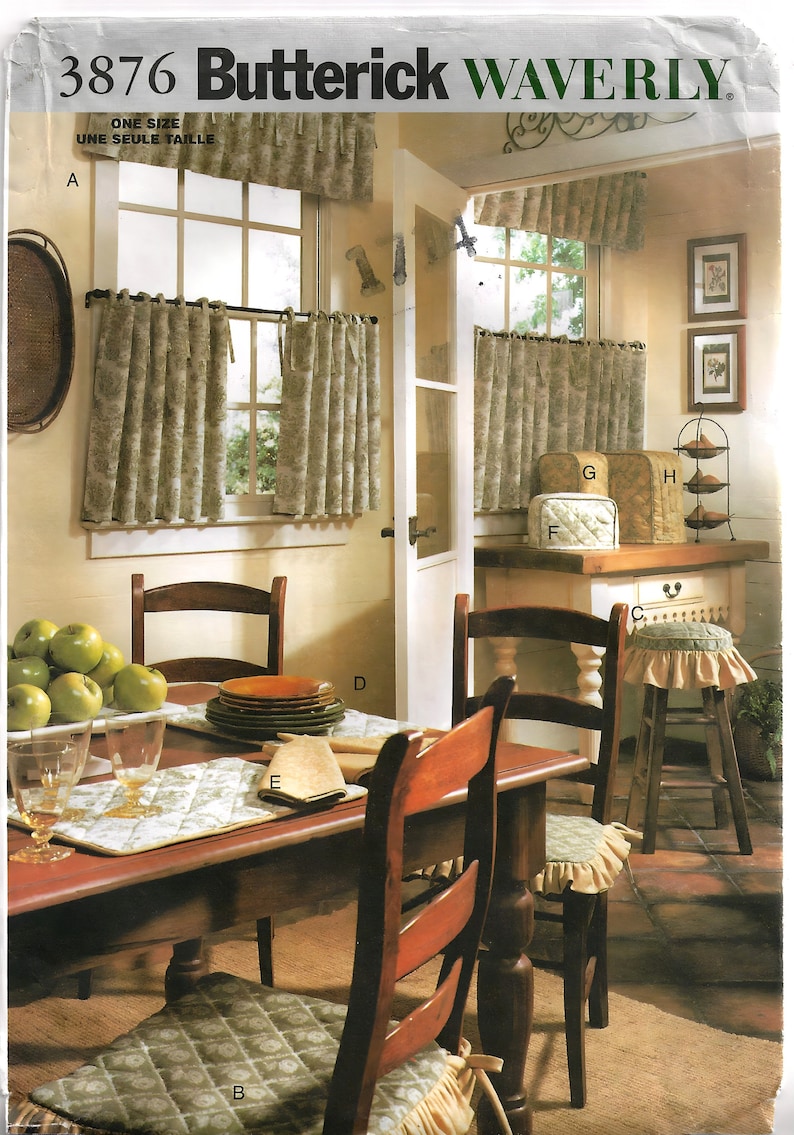 Butterick 3876 Sewing Pattern for Kitchen Accessories Valance Cafe ...