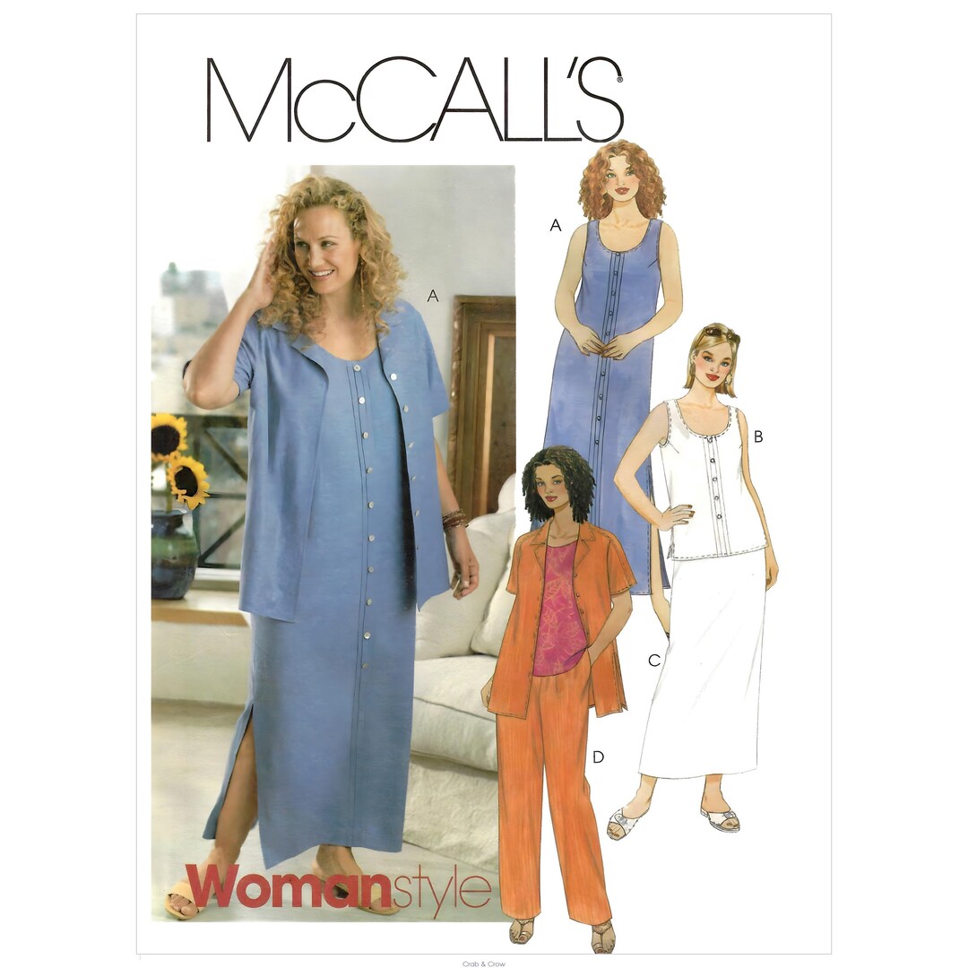 Mccalls 3946 Sewing Pattern Womens Plus Size Shirt Dress Top Pants and ...