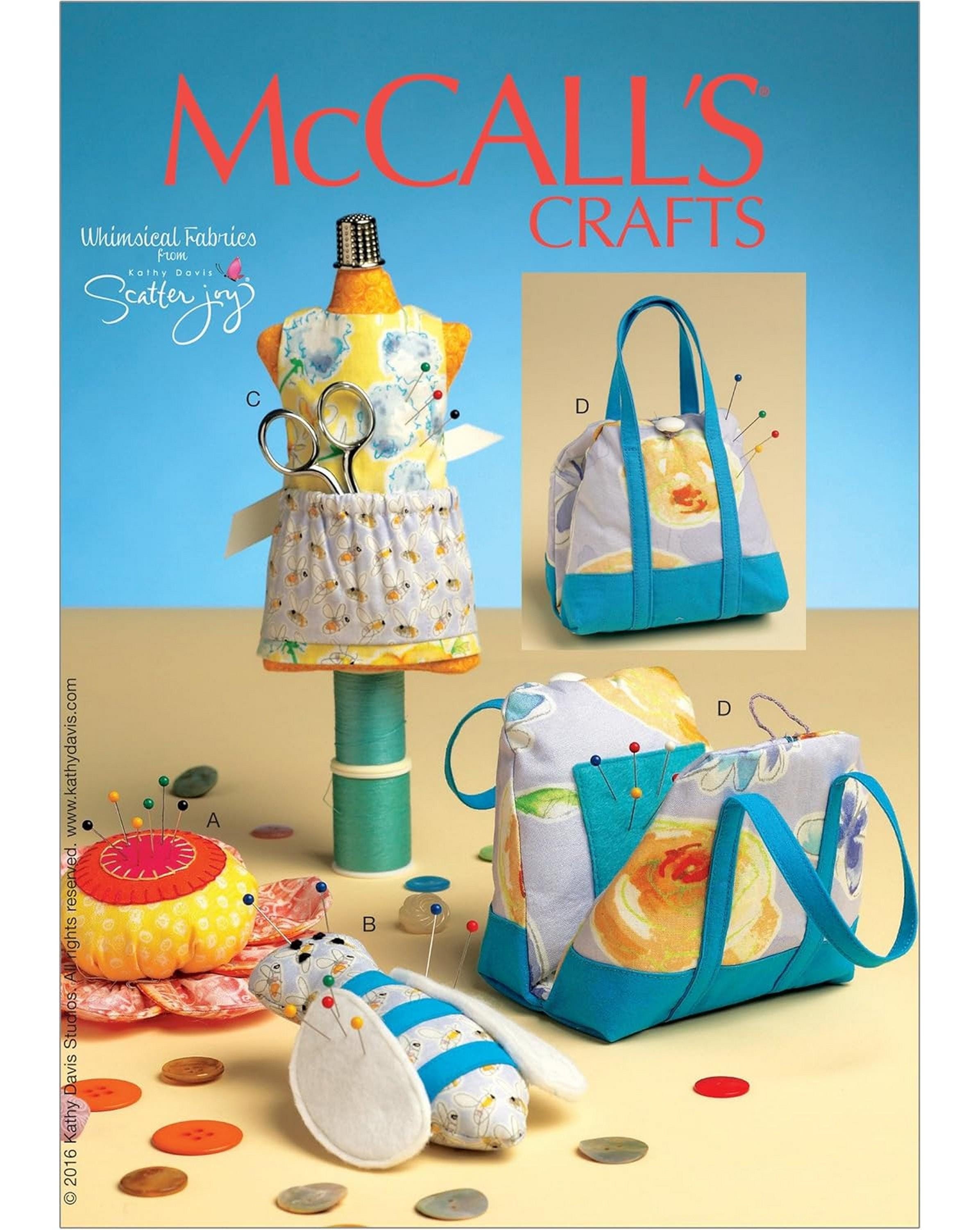 McCalls M7371 Crafts Sewing Pattern for Assorted Pincushions Mannequin Bee Flower and Purse Uncut