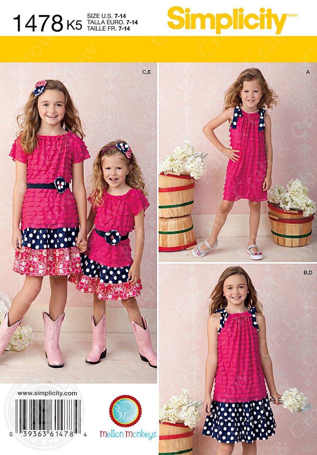 Simplicity 1478 Sewing Pattern for Girls Skirt Knit Dress and Top Belt ...