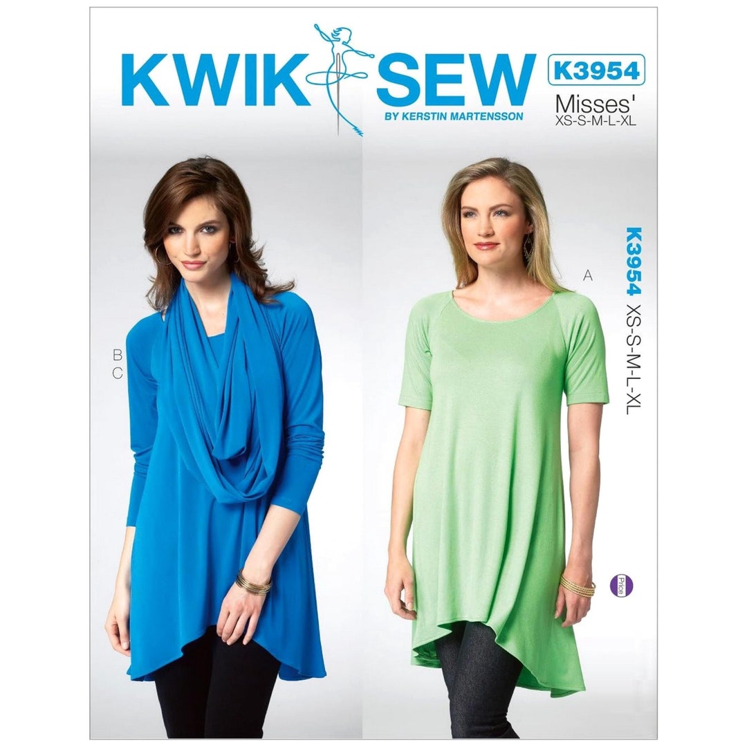 Kwik Sew K3954 Sewing Pattern Misses Pullover Raglan Sleeve Knit Tunic ...