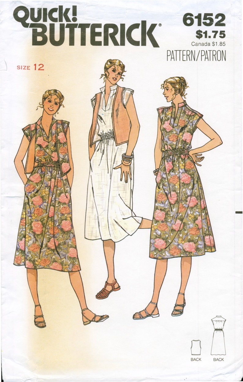 Butterick 6152 Sewing Pattern Misses Vintage 70s Loose Fitting Band ...