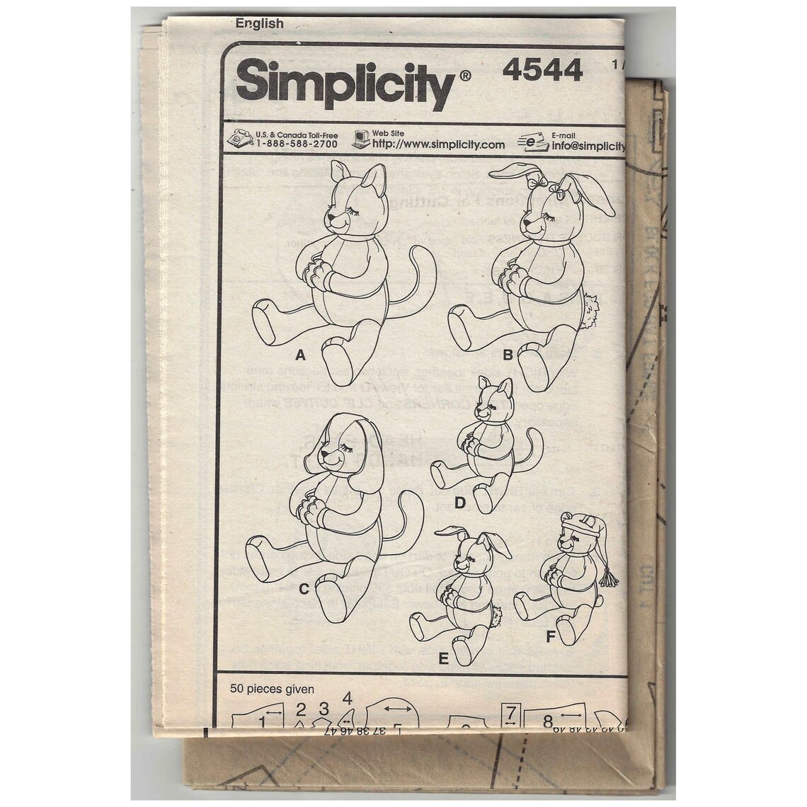Simplicity 4544 Sewing Pattern for Praying Cat Bunny Bear and Dog ...