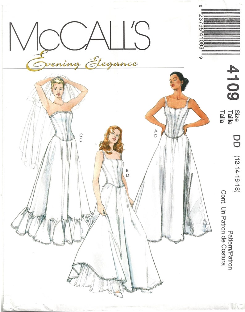 Mccalls 4109 Sewing Pattern Evening Elegance Misses Boned Etsy