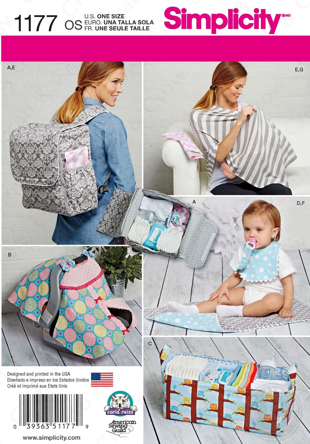 Simplicity 1177 Sewing Pattern Accessories for Babies Diaper Backpack ...