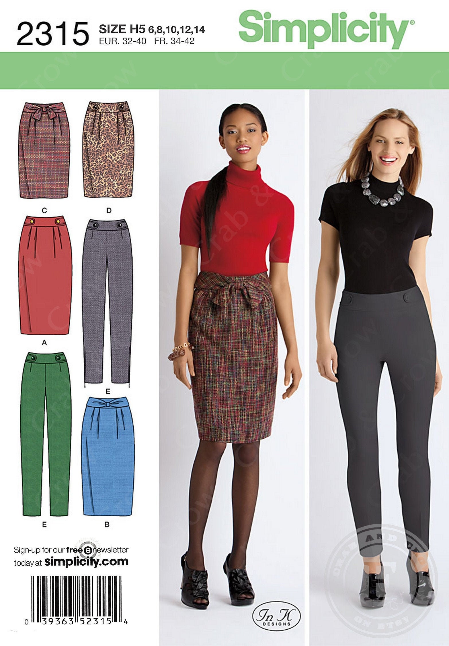 Simplicity 2315 Sewing Pattern for Misses Skirt in Two