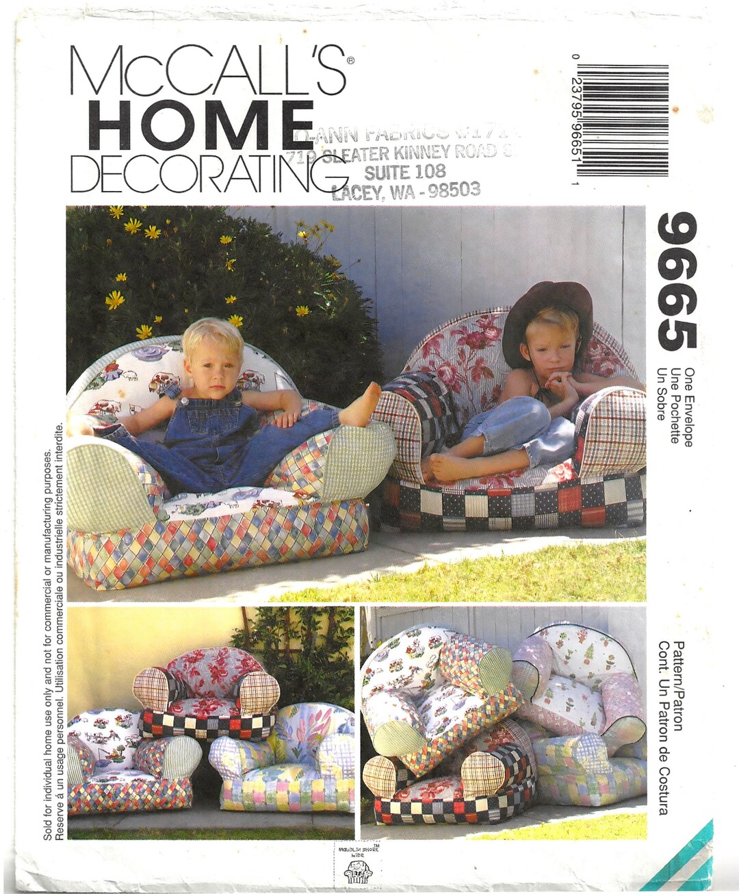 Mccalls 9665 Sewing Pattern Home Decorating Kids Comfy Chairs Etsy