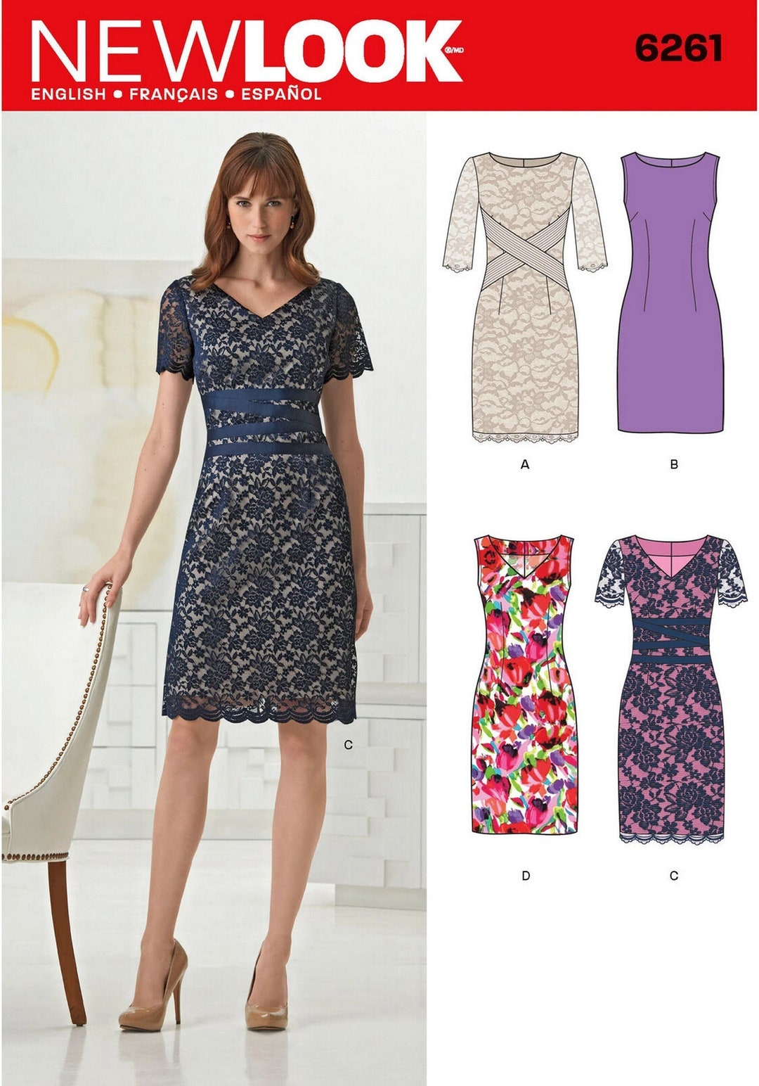 New Look 6261 Sewing Pattern Misses Sheath Dress With Neck and - Etsy