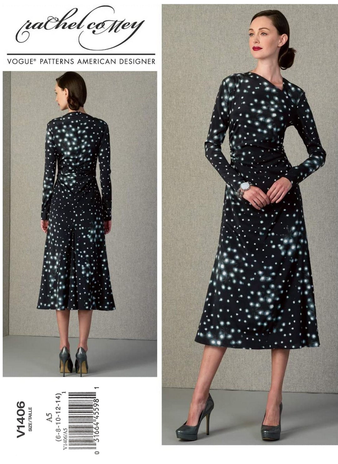 Vogue V1406 Sewing Pattern Misses Gathered Side Dress With Etsy