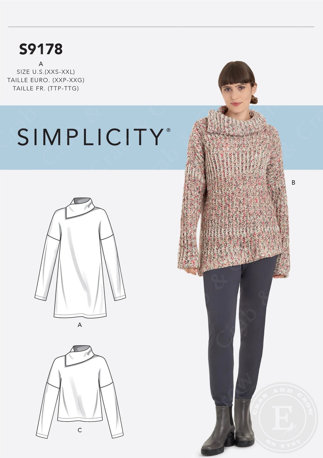Simplicity Pattern 8178 Simplicity S9178 Sewing Pattern Misses Tunic and Tops With Shawl Collar ...