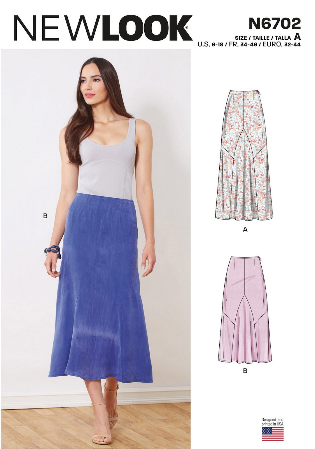 New Look N6697 Cartamodello per Top e Gonna, 6 8 10 12 14 16 18
