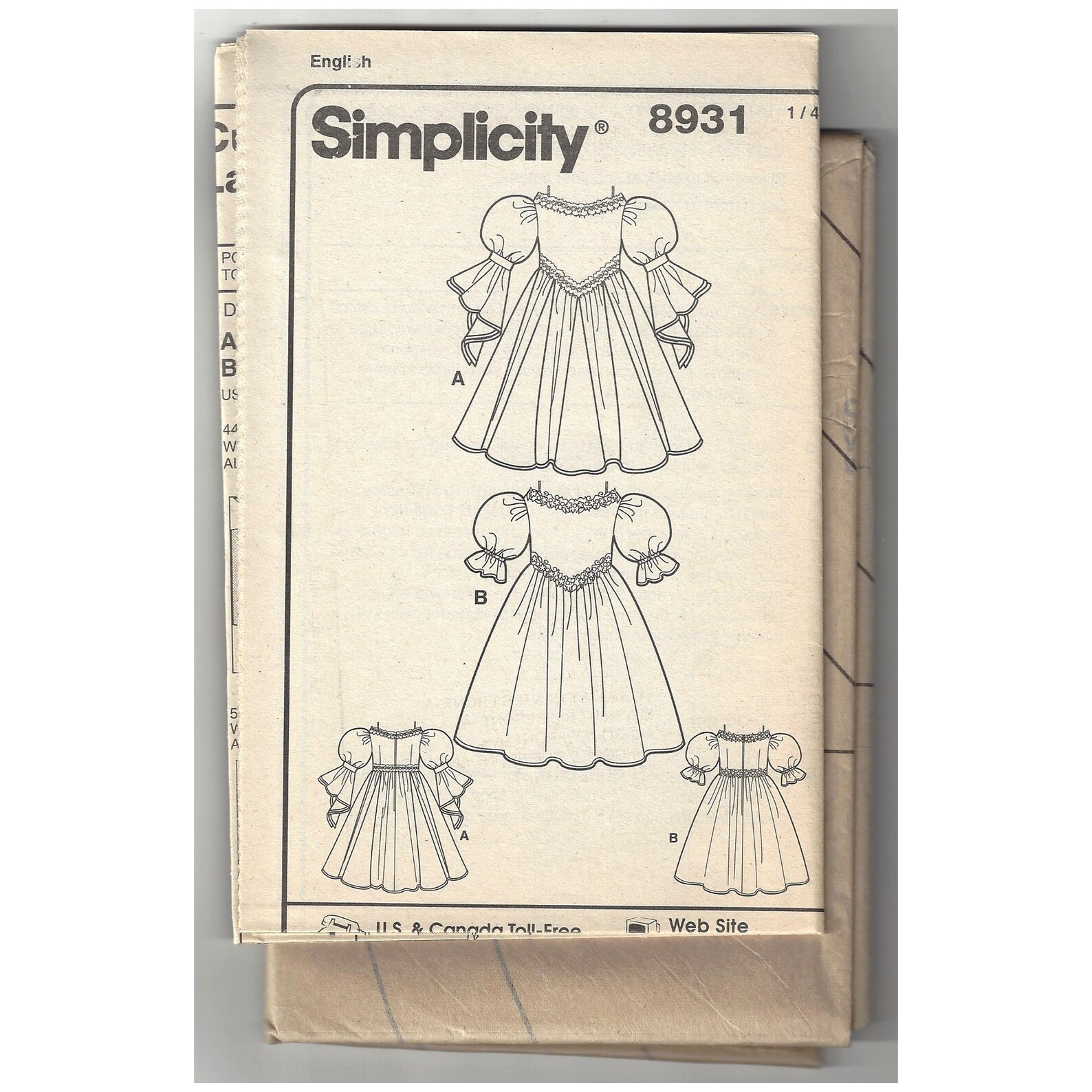 Simplicity 8931 Sewing Pattern Childs Renaissance Styled Lined Dresses ...
