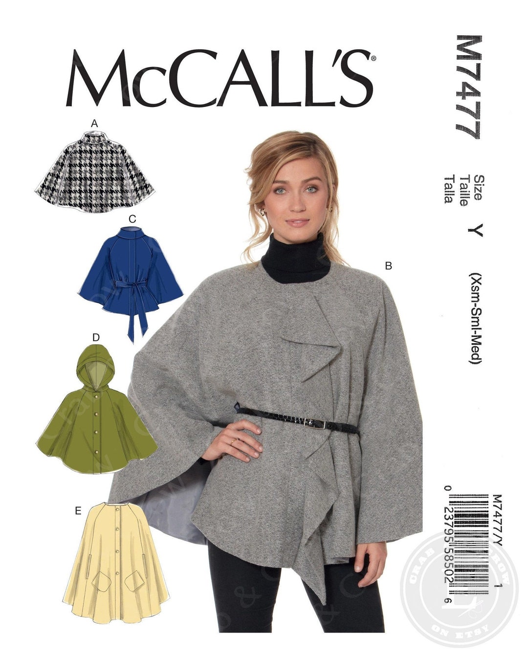 Mccalls M7477 Sewing Pattern for Misses Lined Capes and Belt - Etsy