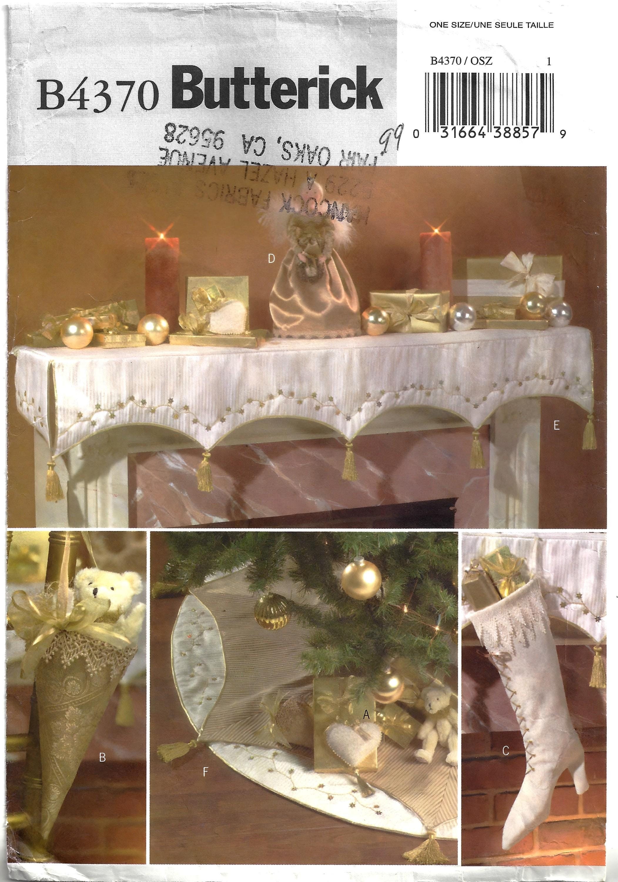 Butterick B4370 Sewing Pattern for Victorian Christmas Decorating Ornaments Stocking Angel Mantle Cloth Tree Skirt Uncut