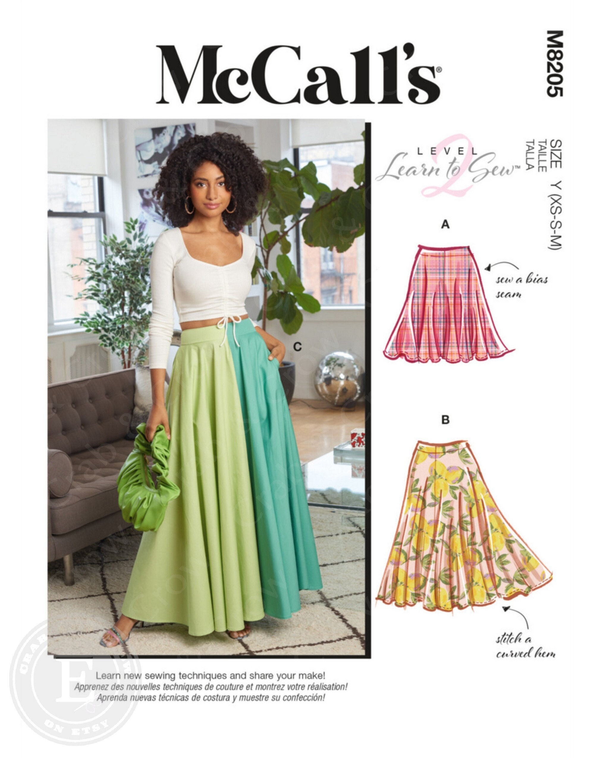 Mccalls M8205 Sewing Pattern Misses Full Circle Skirts in - Etsy Singapore