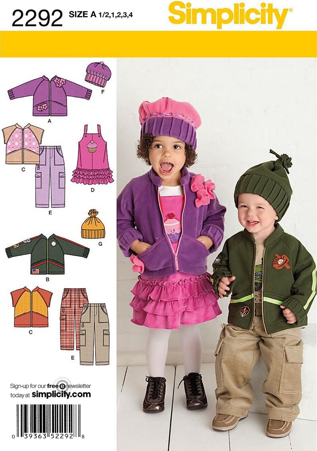 Simplicity 2292 Sewing Pattern for Toddlers Jacket or Vest Pants Jumper ...