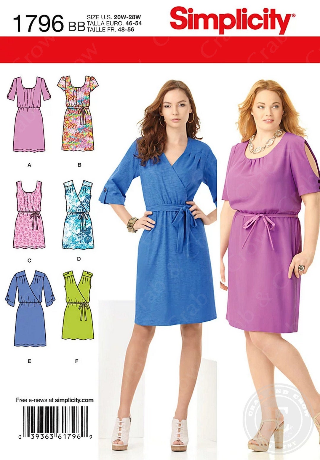Simplicity 1796 Sewing Pattern Womens Plus Size Dresses in Two - Etsy