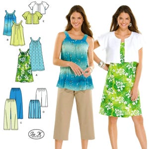 Simplicity 3799 Sewing Pattern Misses Dress or Tunic Cropped Pants or City Shorts and Jacket sz XXS-M Uncut